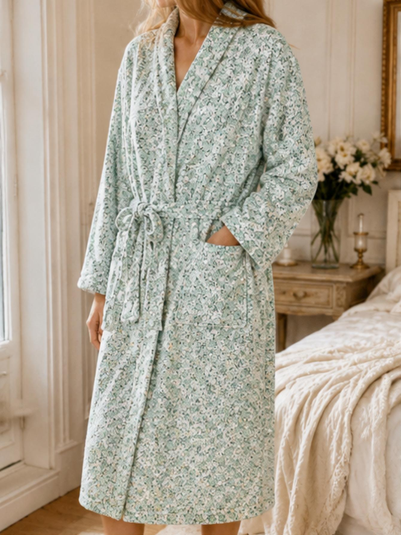 Women Plus Size Green Ditsy Fl - đánh giá và giá Bathrobe