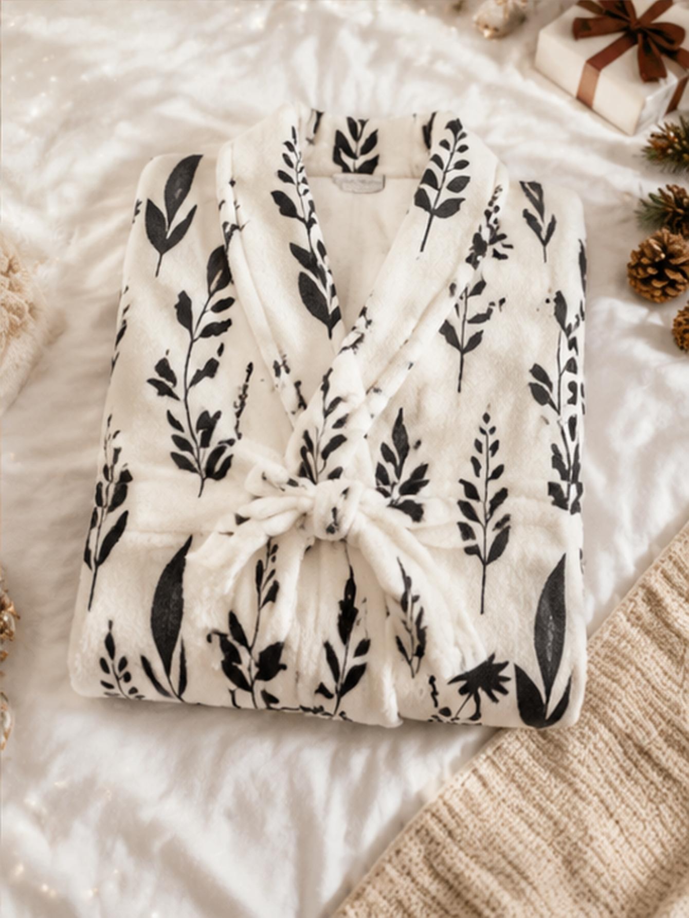 Women Plus Size Black Leaf Bot - đánh giá và giá Bathrobe